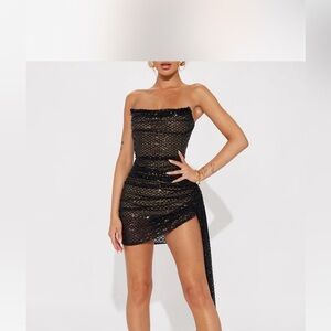Black mini sequin dress